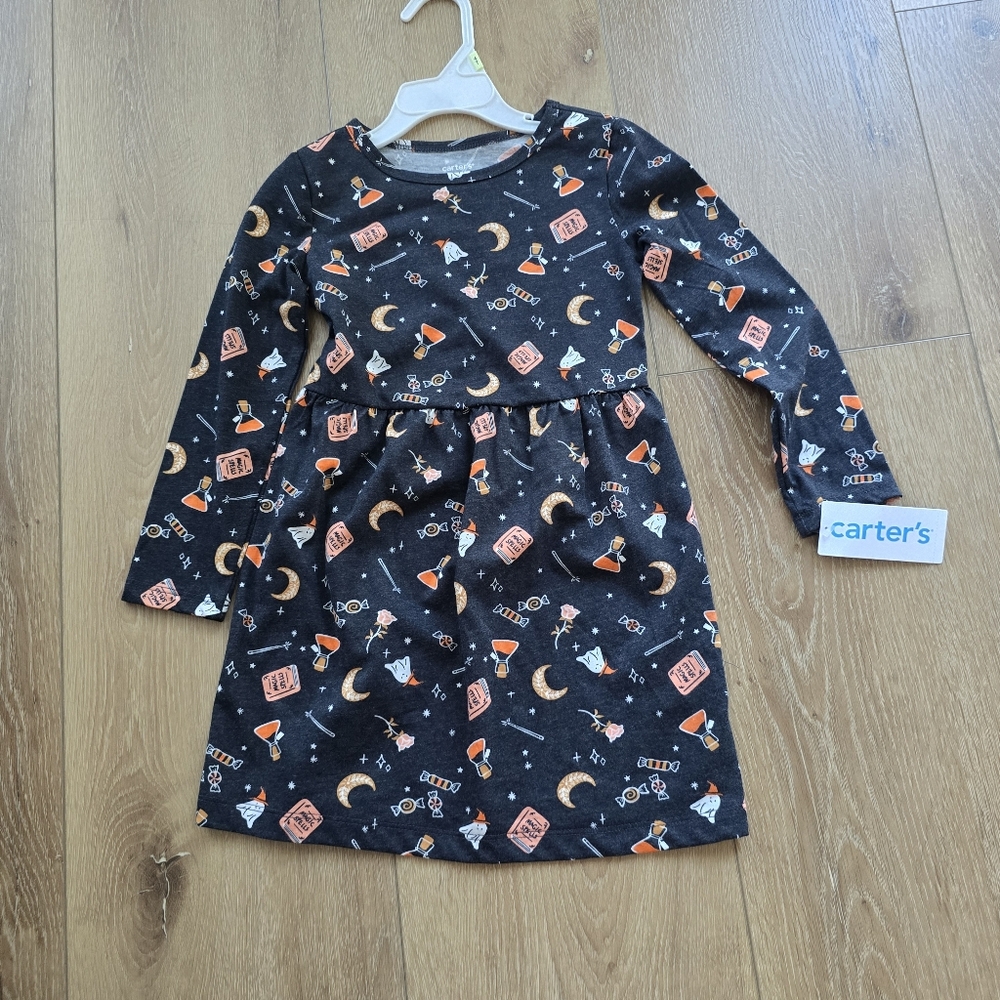 Nwt Carter's Toddler Girl's Halloween Ghosts, Candy Potions Print Jersey Dress